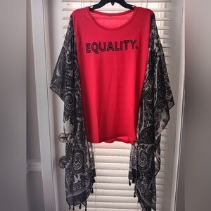 Upcycled Red Equality T-Shirt Poncho